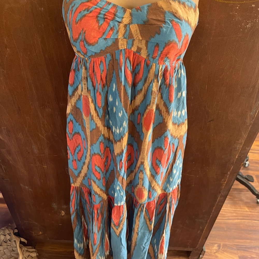 Free People Blue Tie-Dye Strapless Maxi Dress With Open Back - Picture 2 of 4